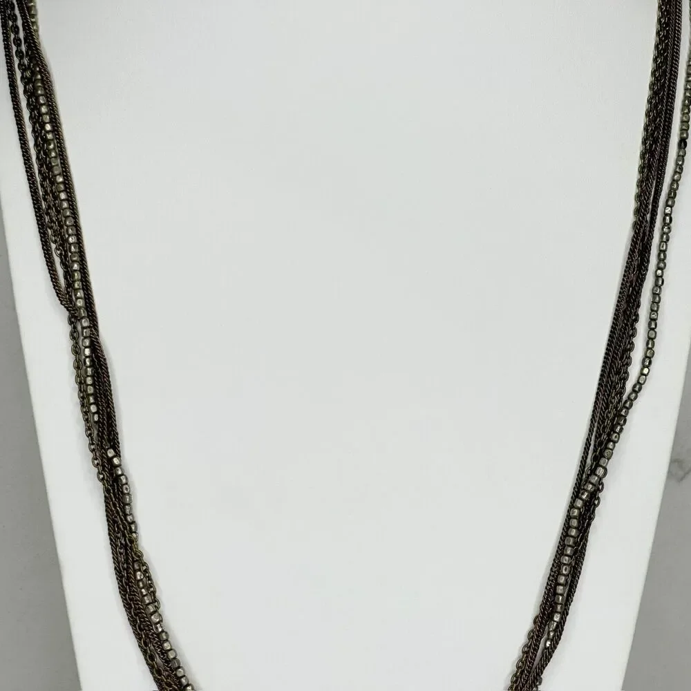 Chicos Multi Strand Gold Silver Tone Chain Link Necklace ✨